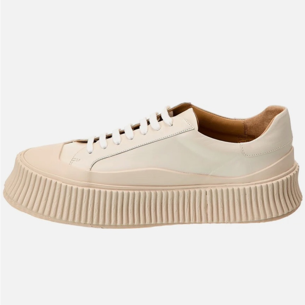 Jil Sander Cream Leather Men's Sneakers